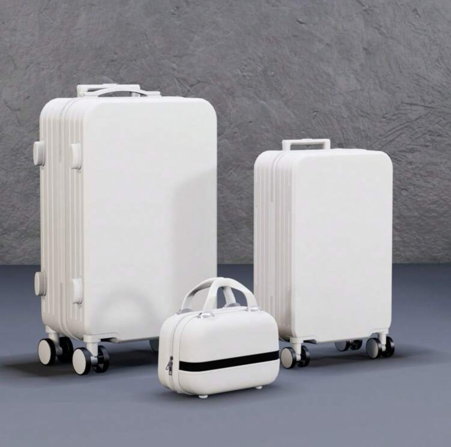 Stylish White & Minimalistic Design in a Set of 3 Durable Luggages (14,20,24 Inches)