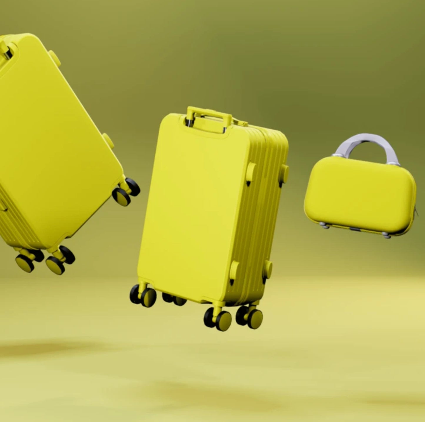 Stylish Yellow & Minimalistic Design in a Set of 3 Durable Luggages (14,20,24 Inches)