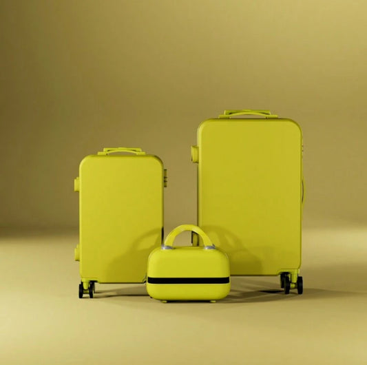 Stylish Yellow & Minimalistic Design in a Set of 3 Durable Luggages (14,20,24 Inches)